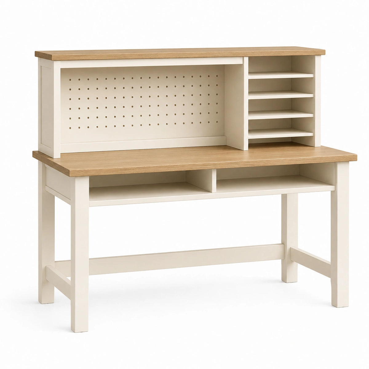 Bureau avec étagères 120 x 60 cm blanc et bois style scandinave