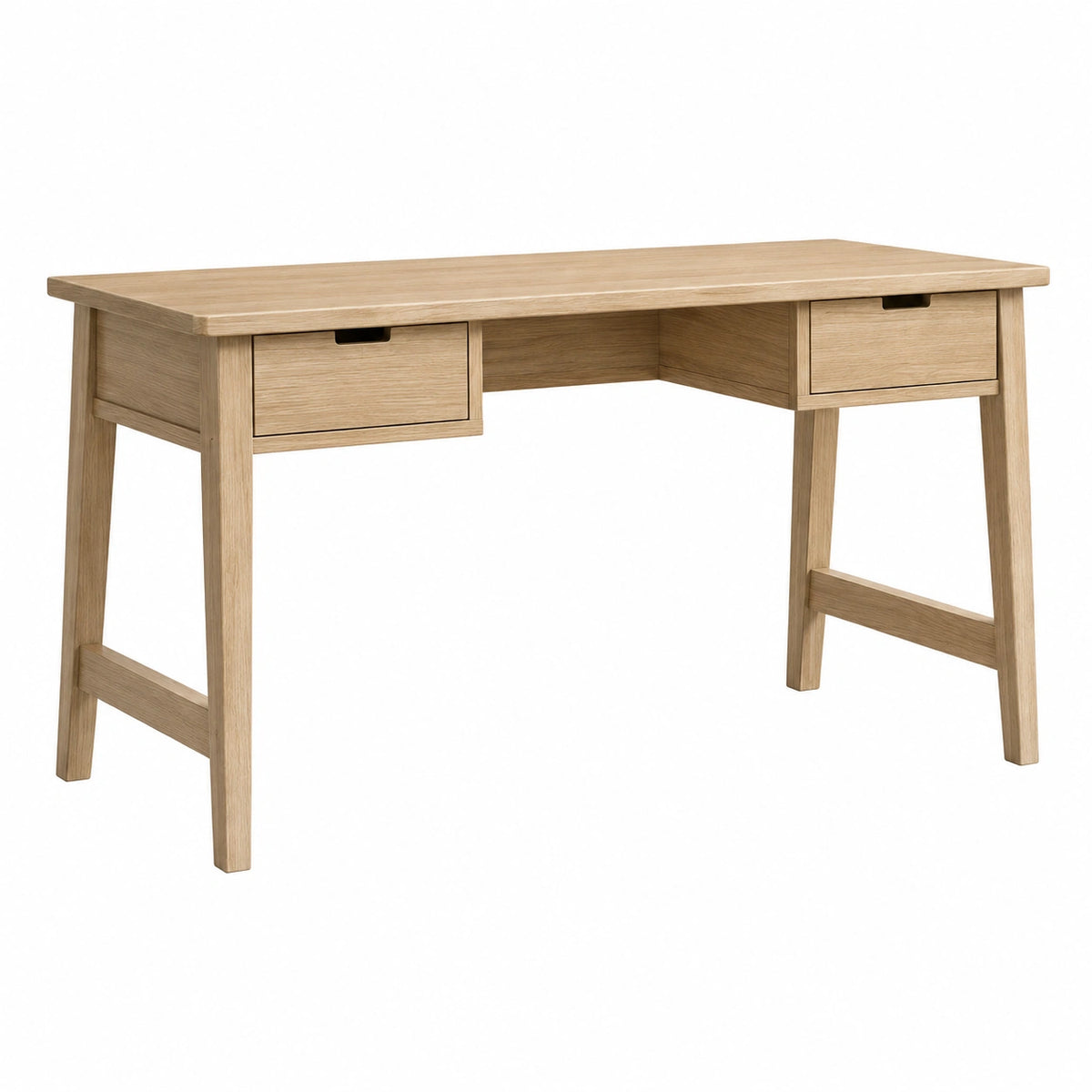 Bureau 120 x 60 x 75 cm en bois chêne à 2 tiroirs style scandinave