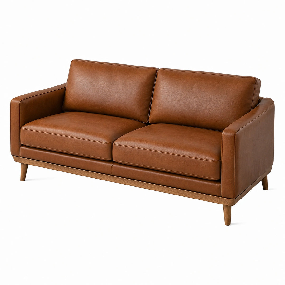 Canapé 2 places 160 cm en similicuir marron style moderne