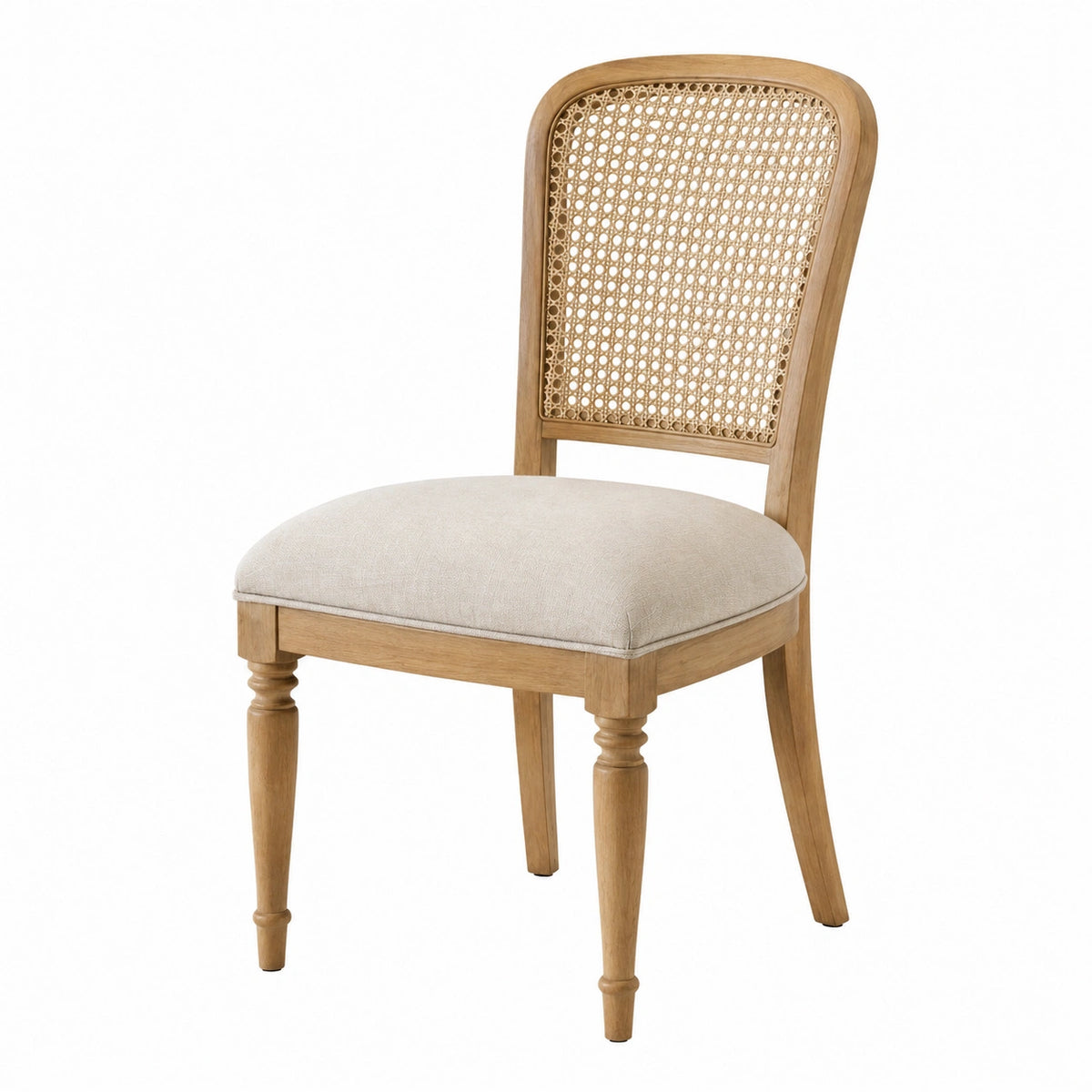 Chaise de salle à manger 48 x 57 x 98 cm en bois cannage beige style classique