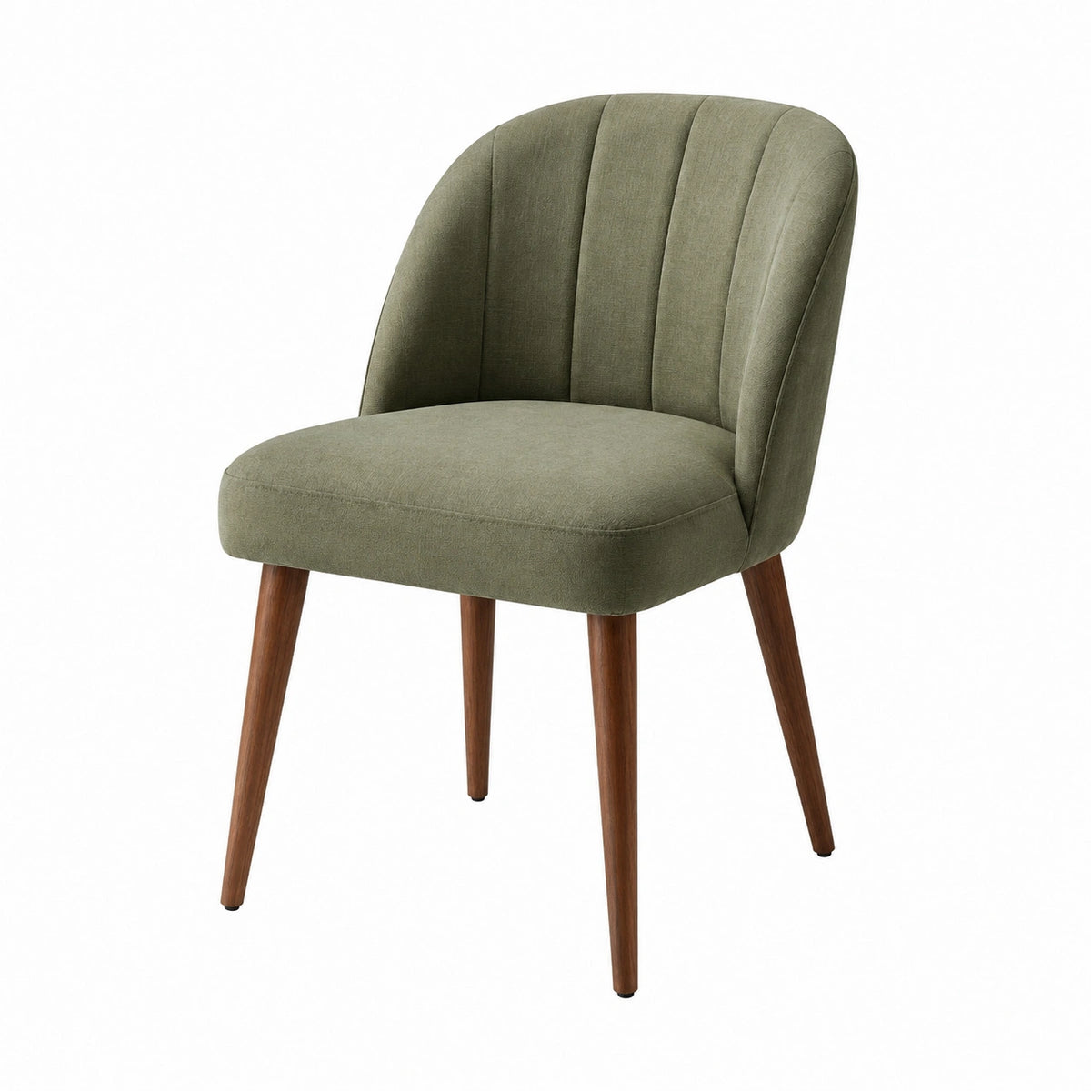 Chaise de salle à manger 52 x 60 x 82 cm en tissu vert kaki avec pieds en bois style contemporain