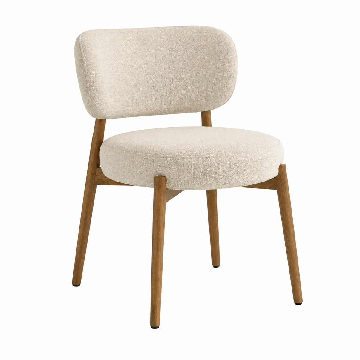 Chaise de salle à manger 58 x 60 x 80 cm en tissu texturé écru et bois style contemporain