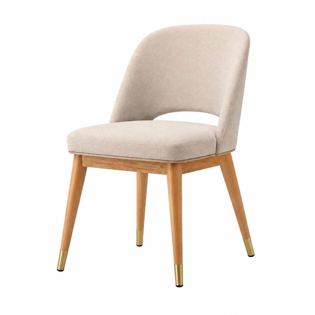 Chaise de salle à manger 56 x 60 x 82 cm tissu beige pieds en bois style contemporain