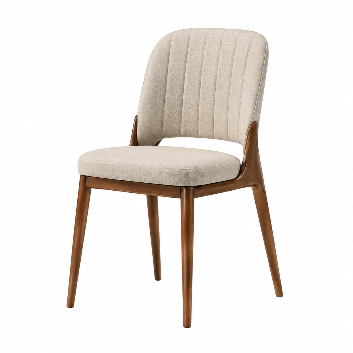 Chaise de salle à manger 55 x 60 x 83 cm en tissu beige et bois marron style contemporain