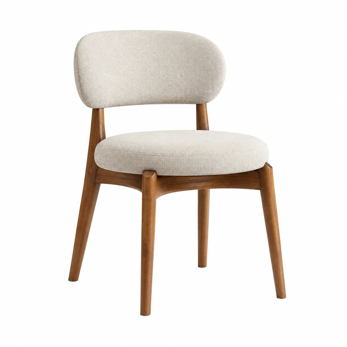 Chaise de salle à manger 55 x 58 x 80 cm en tissu bouclé beige et bois style contemporain