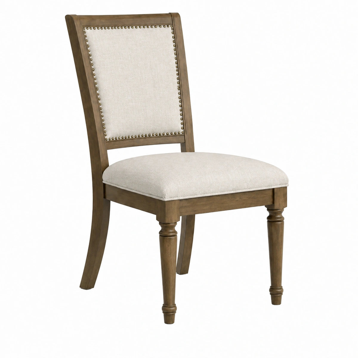 Chaise de salle à manger 50 x 60 x 100 cm bois brun tissu beige capitonnée classique