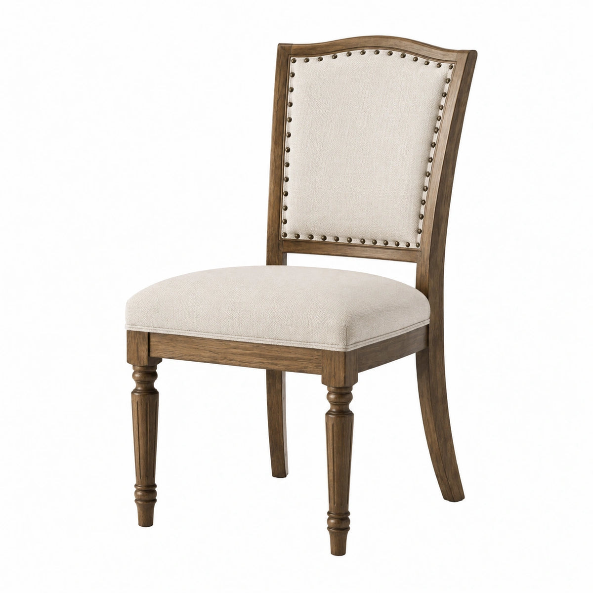 Chaise de salle à manger 50 x 60 x 105 cm en bois brun et tissu beige style classique