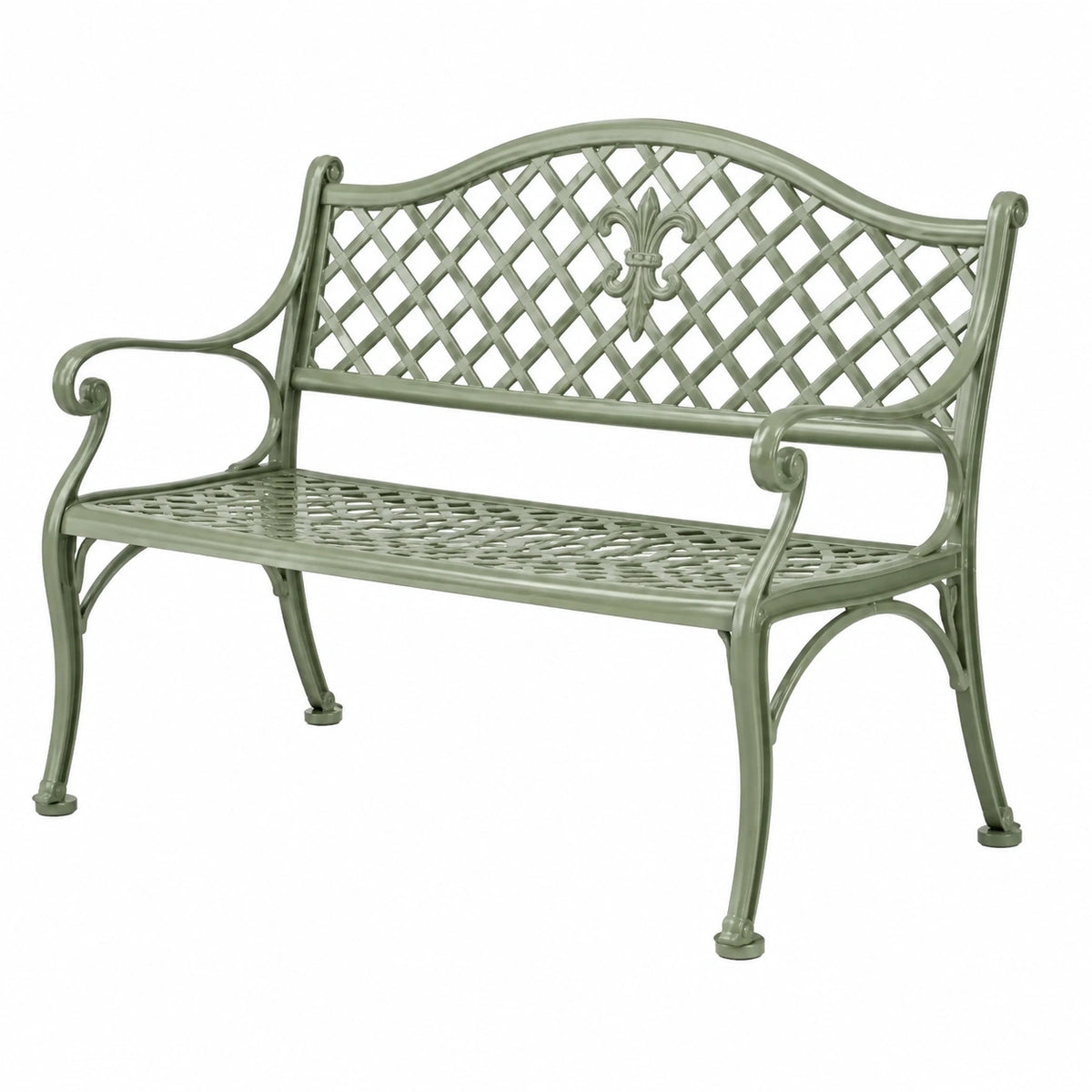 Banc de jardin 150 x 65 x 95 cm en aluminium vert style classique