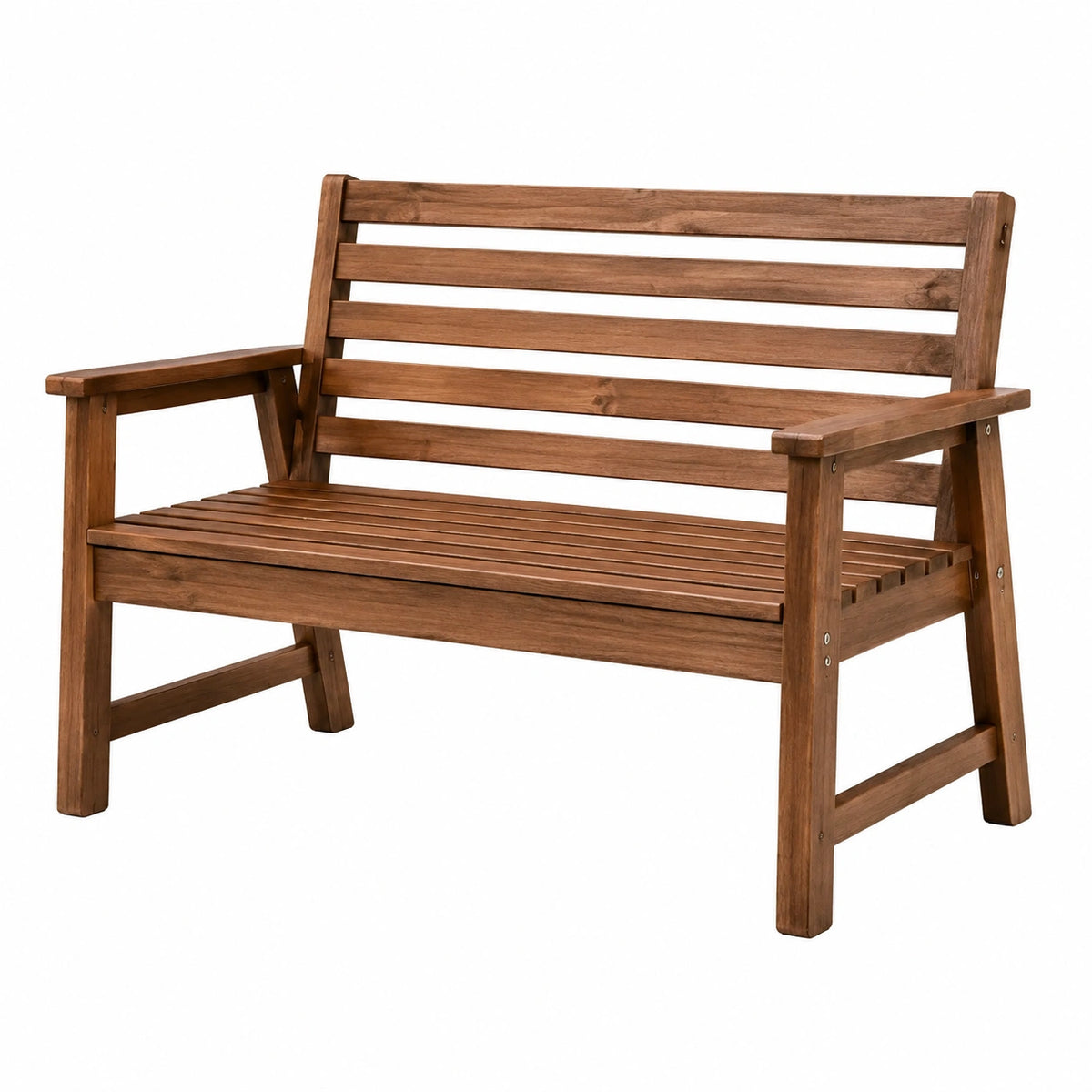 Banc de jardin 120 cm en bois marron à dossier ajouré